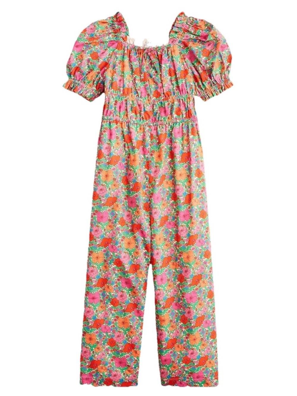 J. Crew Liberty Floral Puff-Sleeve Jumpsuit - Pink, Orange & Green